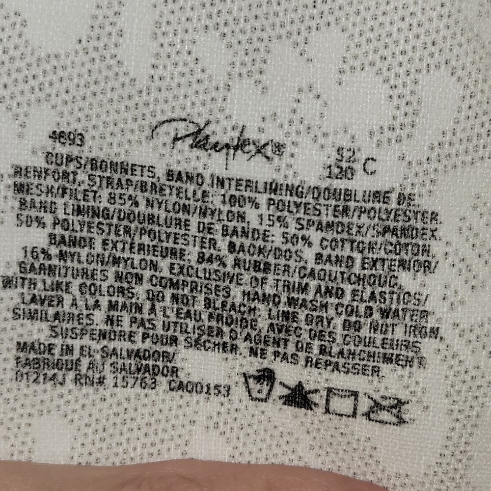 Playtex White Wireless Bra 42C Full Coverage Soft Cup Floral Jacquard Support - Picture 5 of 5